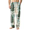 Men's Printed Corduroy Pajama Pants with Pockets, Casual and Sleep Bottoms