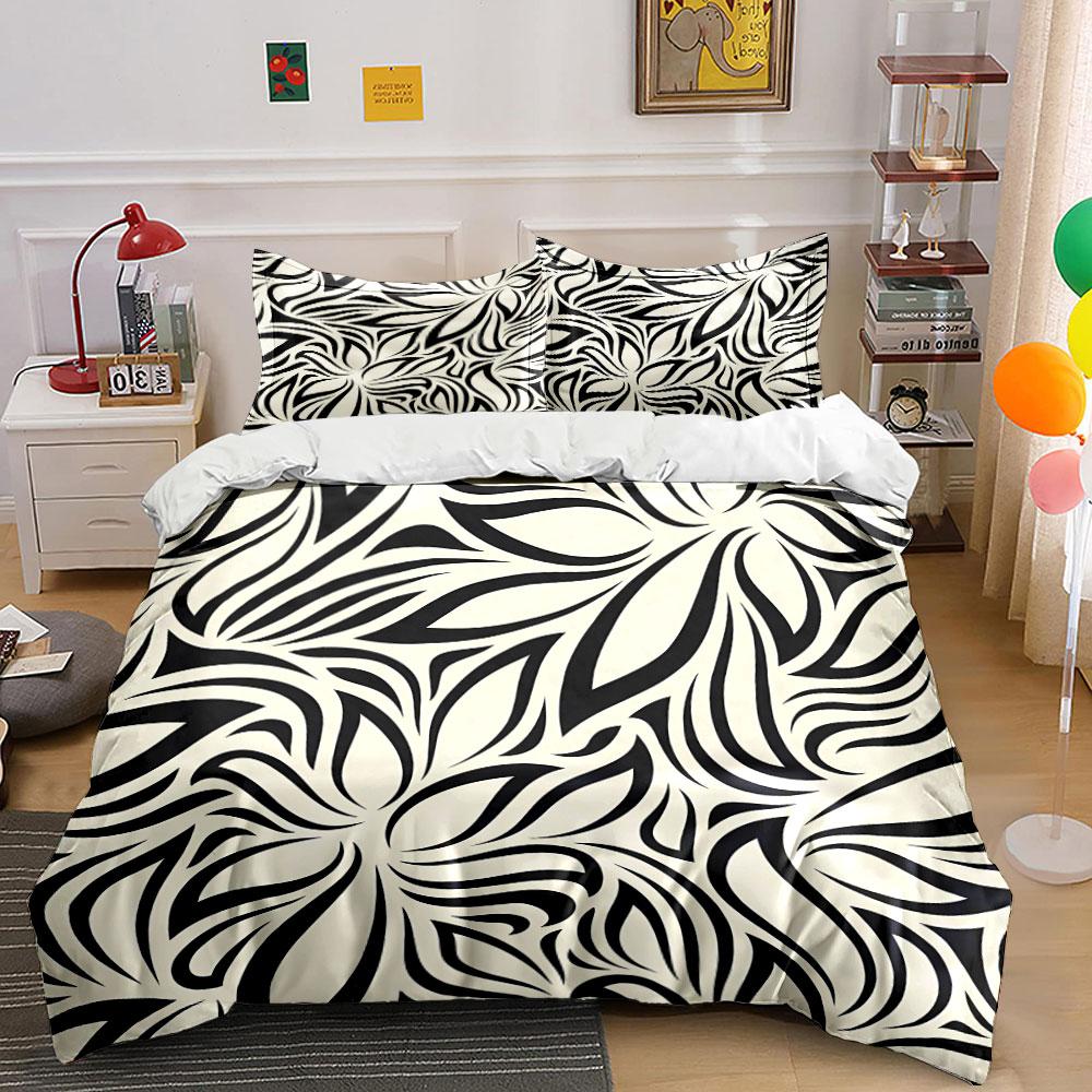 Elegant Black and White Bedding Set kid's and adults' bedroom decor, Exquisite three-piece bedding set gift