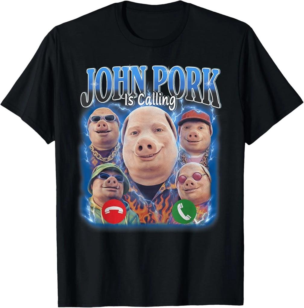 Divertente John Pork sta Chiamando Meme Vintage John Pork T-Shirt Bootleg