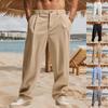 Men's Linen Casual Relaxed Fit Straight Leg Trousers - Versatile Style