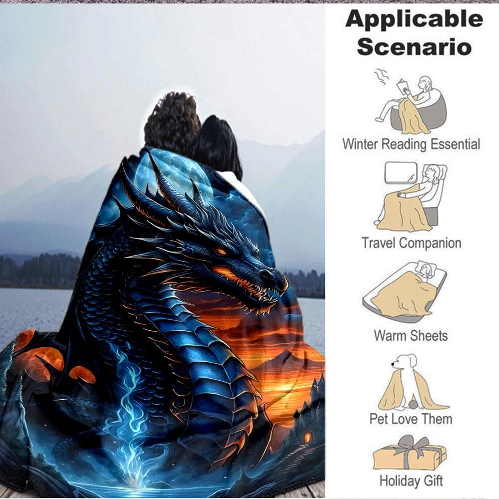 1pc Dragon Fantasy Artwork Blanket Lightweight Blanket Throw Blanket For Sofa, Bed, Travel, Camping, Livingroom, Office, Couch, Chair yy251010004