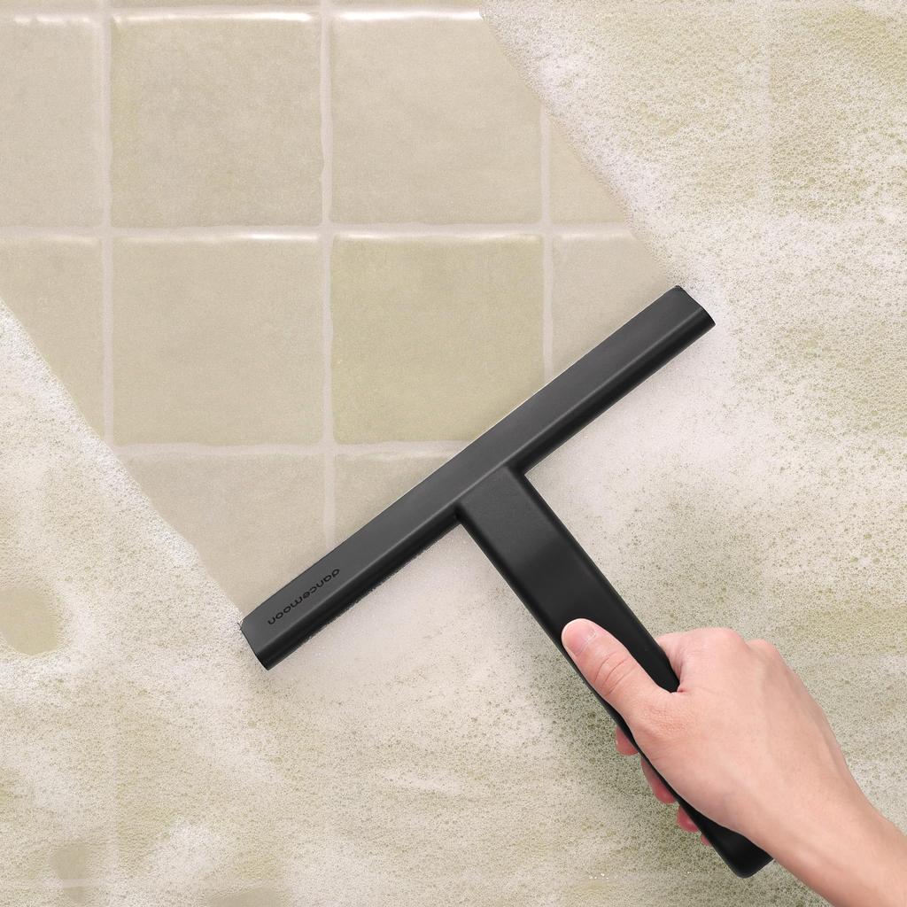 Dancemoon JustHang Drain Wiper Glass Molded Silicone Hook Design Makes It Easy To Hang Anywhere Drain Water Black (for Doors), All-in-one & Built-in &