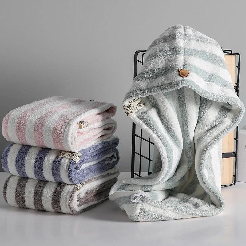 1PC Microfiber Hair Fast Drying Dryer Towel Bath Wrap Hat Quick Cap Turban Dry Quick Drying Lady Household Bath Tools