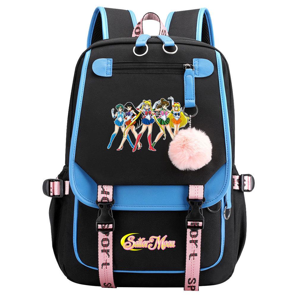 Neuer Anime Sailor Moon USB-Schulrucksack für Teenager, Damen- und Herrenmodell, Gurtband-Klapprucksack