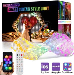 Smart Curtain Lights Bluetooth App Remote Control LED String RGB Fairy Lights DIY Living Room Window Bedroom Decoration Gift