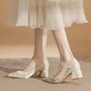 Embroidered single shoes women's new light-colored dress women's shoes are not tired of cheongsam high heels
