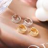 Light Luxury Diamond Row Earrings: Trendy Metal Studs for Men & Women, Popular European & American Rap Style Accessories