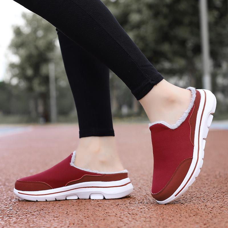 2025 Autumn/Winter Plus Size Furry Couple's Velvet Cotton Half Slippers - Warm, Casual Footwear for Men and Women