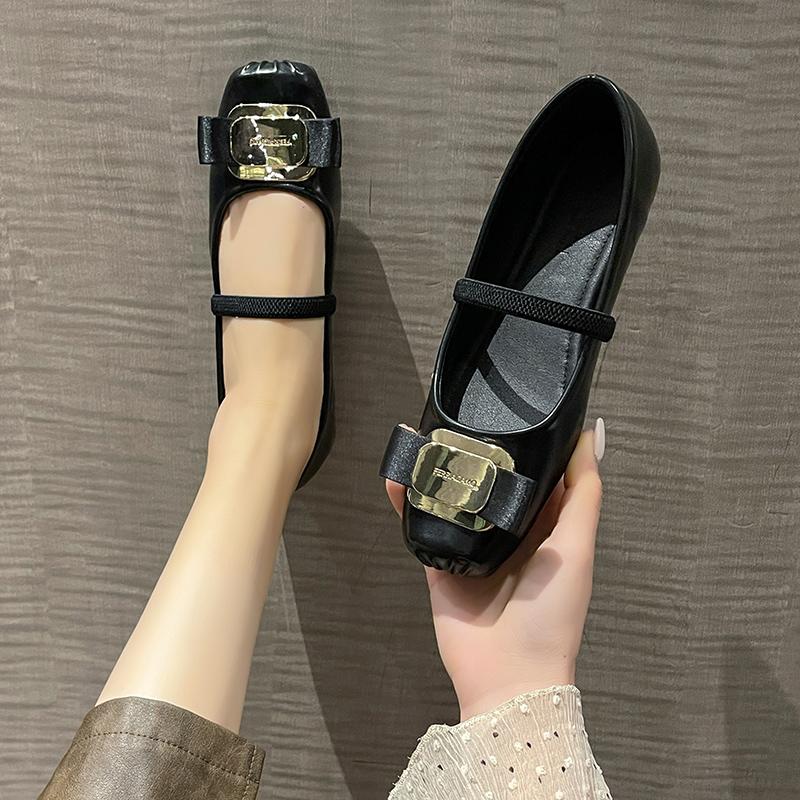 Fashion Pumps Woman Shoes Mary Jane Low Heel Square Toe Kawaii Spring Summer Flat Comfortable Elegant Pink Heels Shoes for Girls Luxury