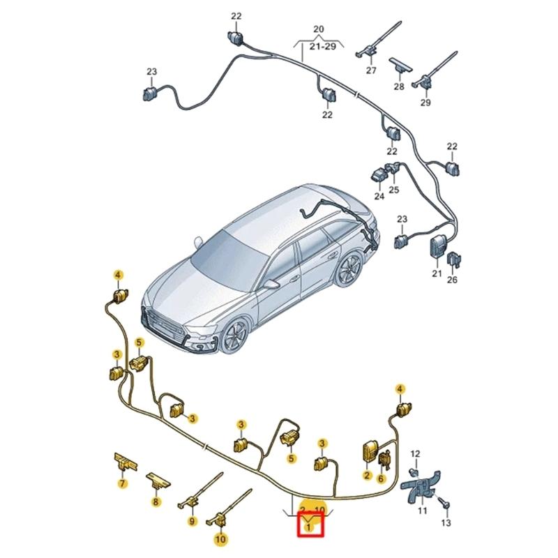 ABS Construction Front Bumper Sensor Harness for A6L A4L Part Number 4K5971095A ABS Wiring Harness