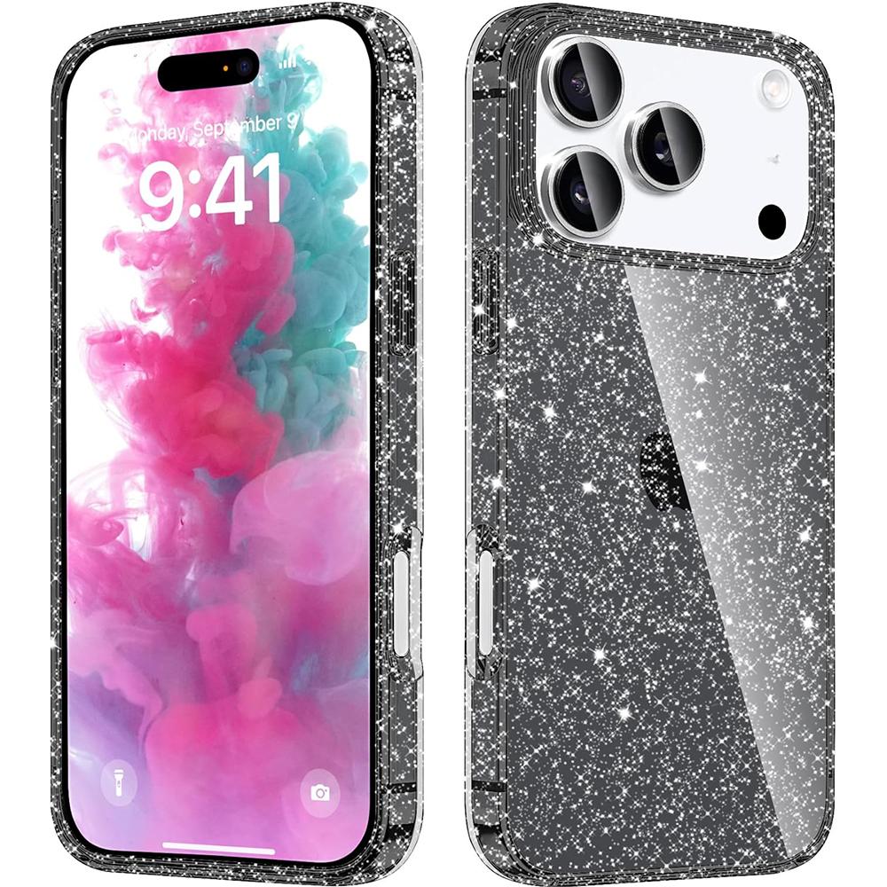 Clear Glitter Case For iPhone 17 Pro Max Air 16E 16 E 15 Plus 14 13 12 17Pro 11 Gold Orange Black Pink Purple Cute Women Girls Phone Cover Accessories