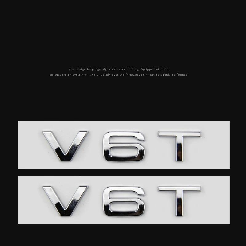 2pcs Car Styling ABS V6T V8T V10 Letter Emblem Tail Trunk Fender Side Badge Sticker For Q1 A4 A3 A5 A6 Q3 Q5 Q7 S6 Accessories