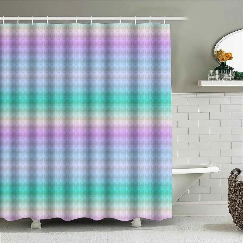 Modern Watercolor Bath Curtains Set Pastel Colors, Shower Decor For Bathroom, Easy Install Hook Rings Various Sizes Available