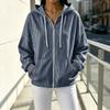 Women's Casual, Loose-Fitting, Striped, -Lined, Hooded Cardigan with Zipper