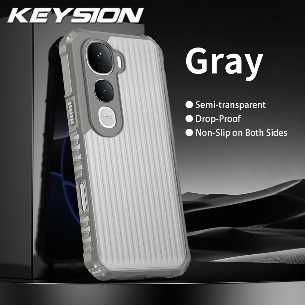 KEYSION Heavy Duty Shockproof Phone Case for IQOO Z10 Lite Soft Silicone+PC Translucent Matte Back Cover for VIVO IQOO Z10 Lite