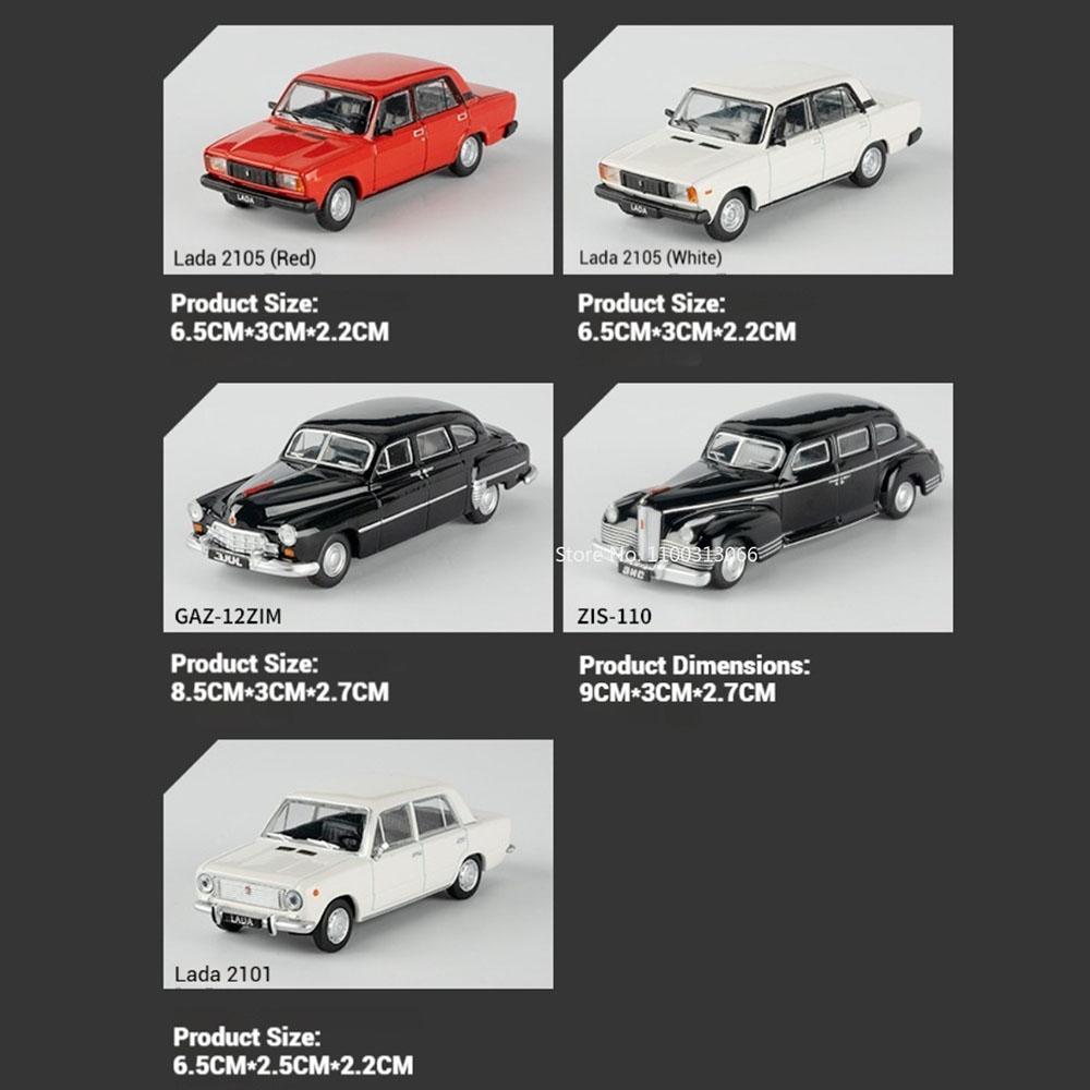1:64 Alloy Diecasting Cars Toys Miniature Models ZIS-110 GAZ-12 ZIM LADA 2105 2101 Exquisite Interior Vehicles Model Ornaments