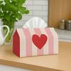 2D Flat, 1pc 2D Flat Minimalist Style Pattern Design Tissue Box, Pink Heart Stripes - Suitable for Home, for Party, Vehicle, Kitchen And Bathroom - Da