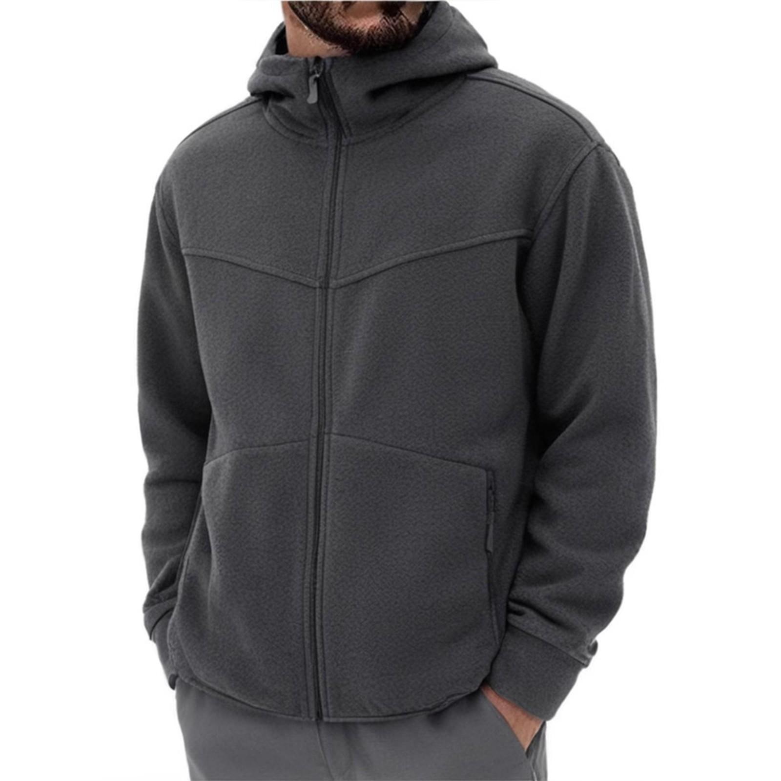 

Мужская толстовка с капюшоном на молнии, кардиган для активного отдыха, двухсторонний флисовый с капюшоном и множеством карманов XL