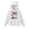 Damemote Casual Langermet trykt Rundhals hettegenser Pullover Topp med lommer