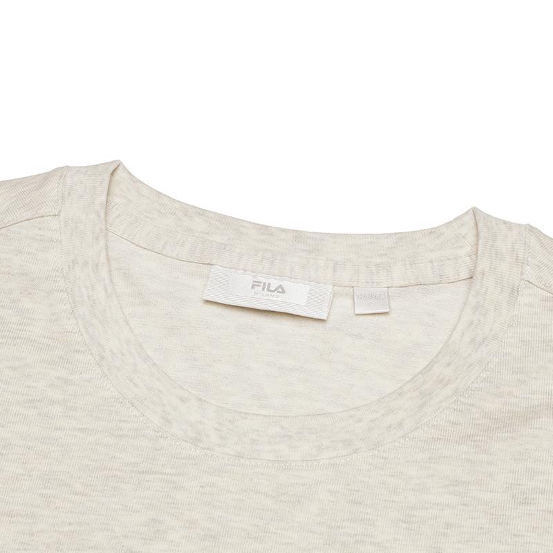 Fila Milano American Vintage Comfortable Knit Letter Short Sleeve T-Shirt Men Tops Light-Khaki Flower-Gray F11M515102FLK