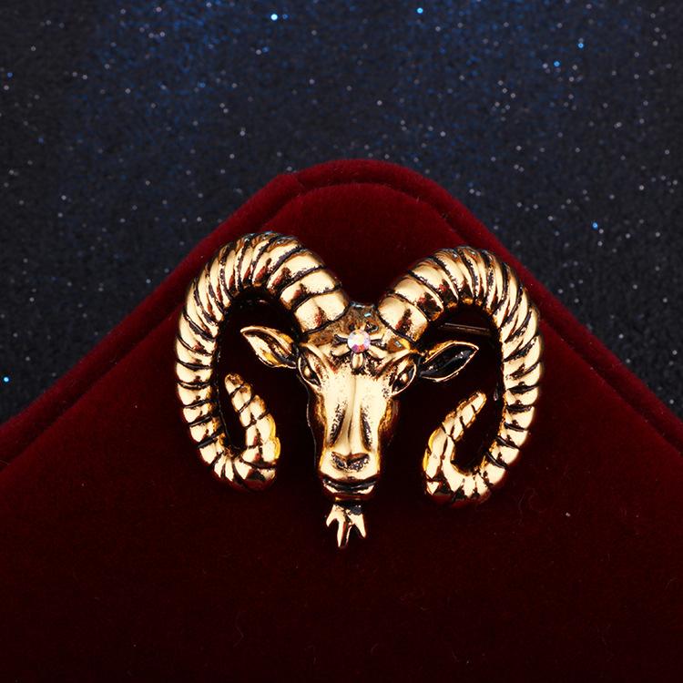 I -Remiel Fashion Retro Zinc Alloy Goat Head Brooch Male Suit Coat Badge Sheep Brooch Animal Lapel Pin Shirt Accessories For Men