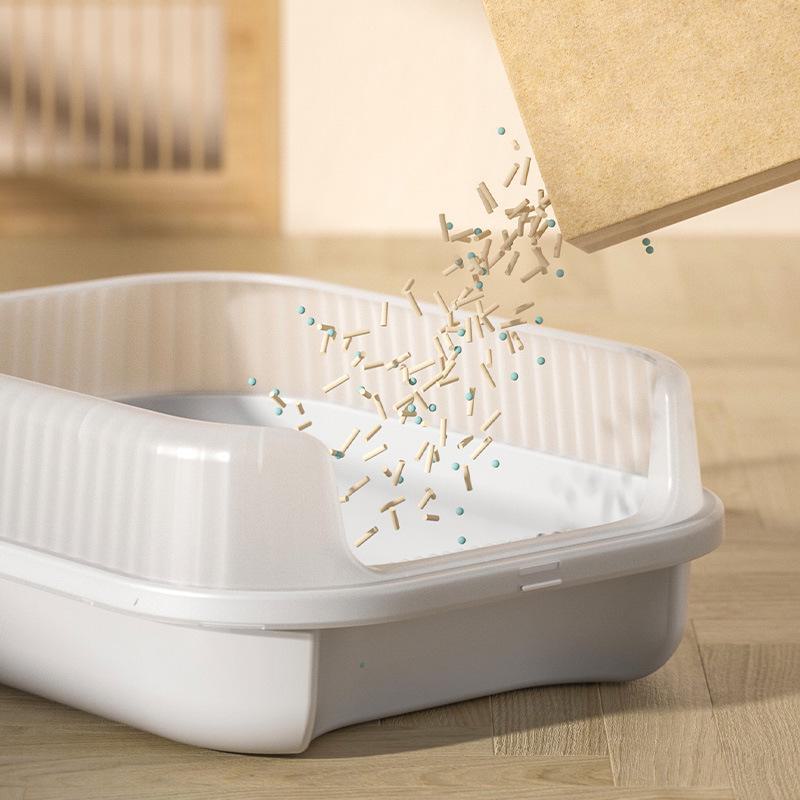 Semi-Enclosed Cat Litter Box with High Sides - Splash-Proof Toilet & Shovel, Free Shipping