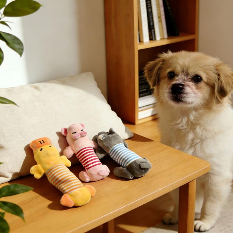 Soft Plush Elephant Shaped Squeaky Chew Toy for Pets