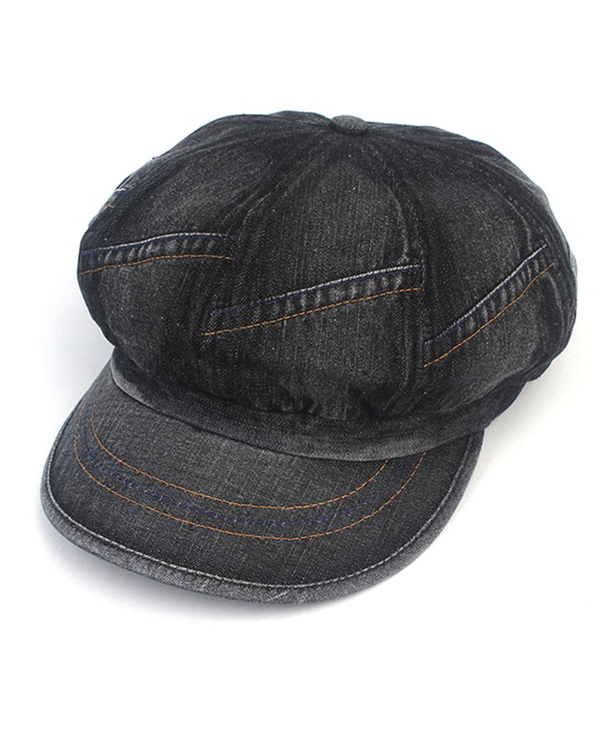 Yunibeosyeolkemiseuteuli Patchwork Black Denim Newsboy Cap