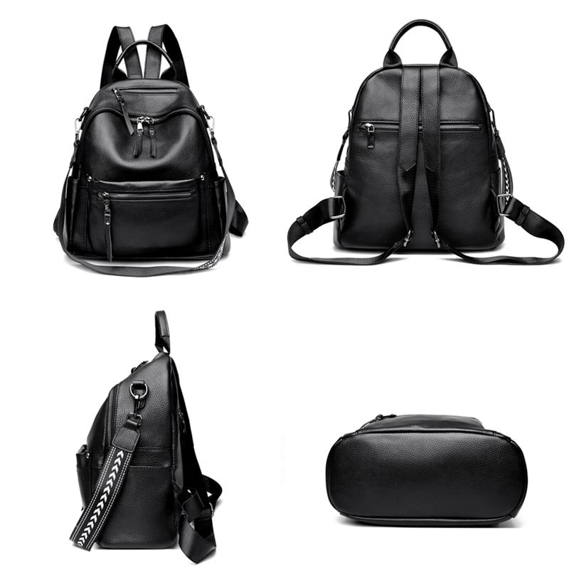 Luxury Solid Cowhide Bags For Women 2026 New Designer High Quality Genuine Leather Backpacks Women School Bags For Teenage Girls