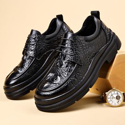 Fashion Men Brogue Shoes Outdoor Leather Thick Sole British High-end Derby Shoes Fashion Office Business Dress Oxford Shoes Men