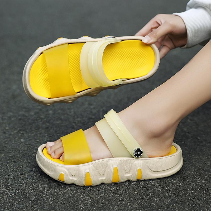 Women Yellow Summer Sandals Rubber Jelly Shoes Non Slip Comfort Men Slipper And Sandal Hot Sale Beach Shoes Indoor Slides