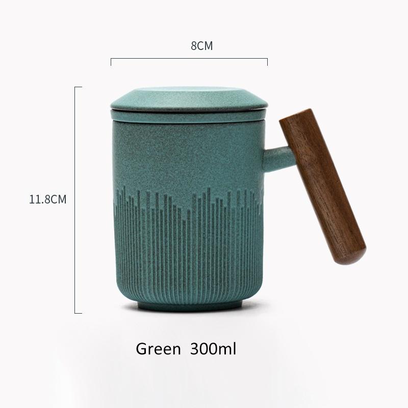 300ml Japanese Style Ceramic Filter Mug Tea Water Separation with Lid Creative Water Cup