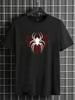 Manfinity LEGND Black Knitted Unisex Short Sleeve T-Shirt With Round Neck & Spider Graphic, For Going Out