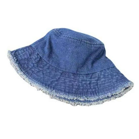 

Трендовая женская джинсовая панама с необработанным краем и защитой от солнца One Size