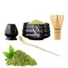 This 4-piece tea ceremony set includes a tea whisk, a 100-piece tea whisk holder, a straightening tool, a tea scoop, and a matcha bowl. It's compact a