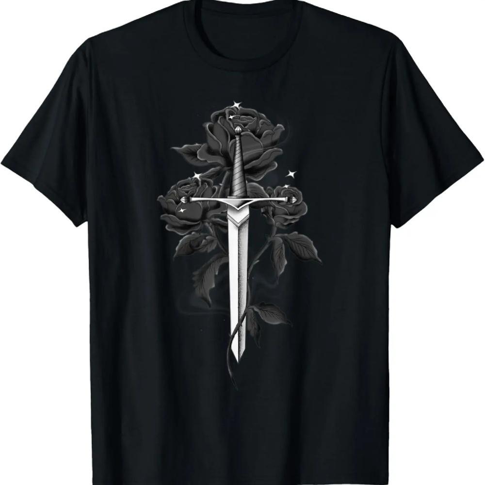 

Красивая футболка с черной розой и кинжалом XXXL чёрный