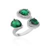 Retro Wassertropfen Smaragd Zirkon Ring Damen wasserdichter Edelstahl übertriebener leichter Luxusschmuck
