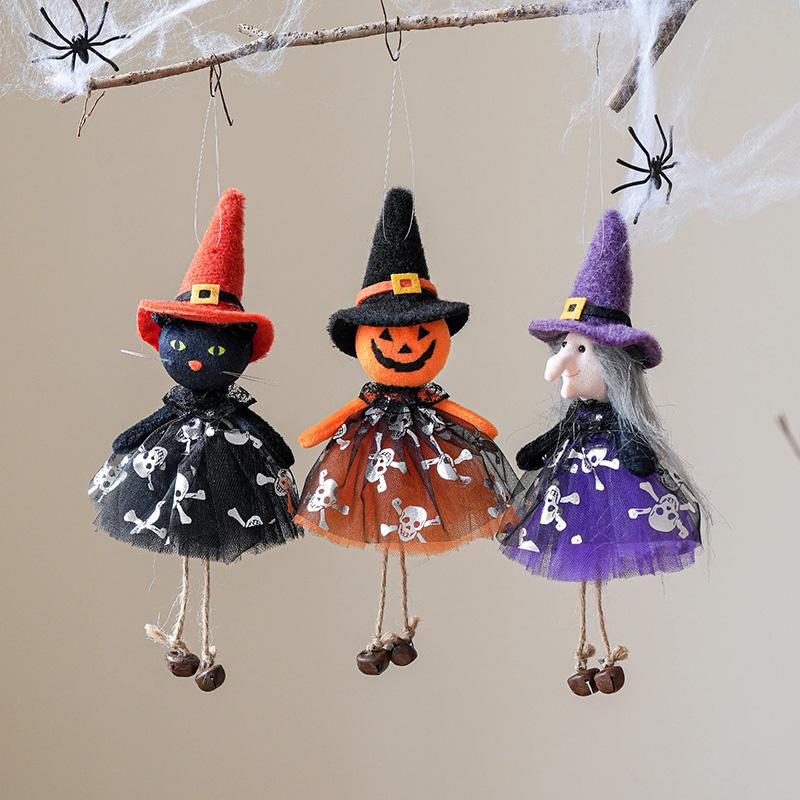 2025 Halloween Decoration Witch Hanging Pendant Pumpkin Black Cat Tree Ornaments Skeleton Charms for Festive Home Party Supplies