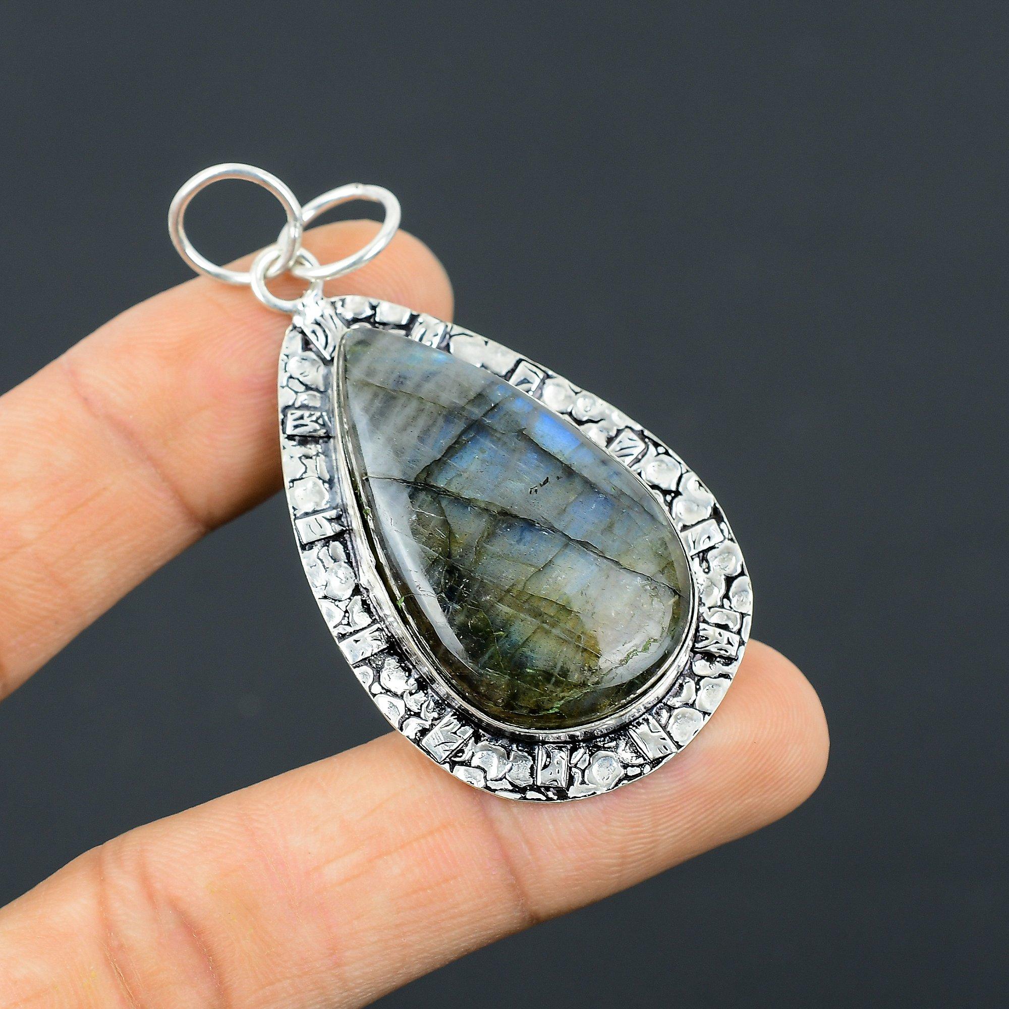

Gift For Her 925 Sterling Silver Natural Labradorite Gemstone Jewelry Pendant