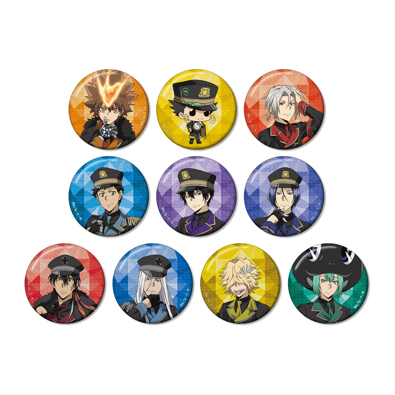 Katekyo Hitman Reborn Оригинальная иллюстрация Черная Военная Версия. Торговые значки-пины с блестками Коробка 10 шт.