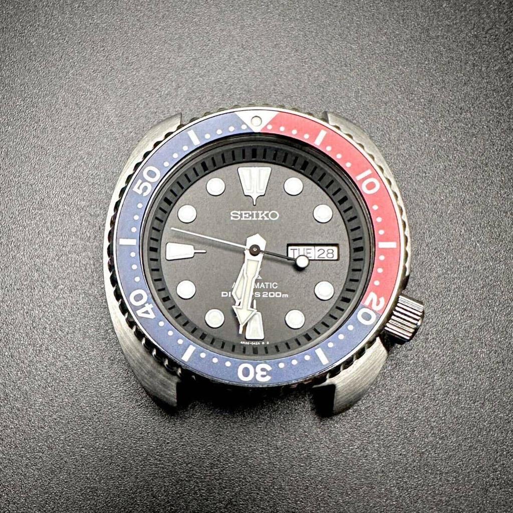 SEIKO Aftermarket Chapter Ring for Turtle SRP Hairline Black Finish with Markings and Anchor Mod Custom Part 4R36-04Y0, etc