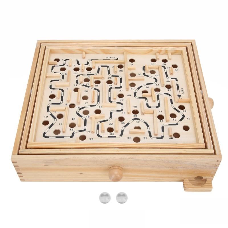 Wooden Ball Game Maze Educational Enhances CoordinationLabyrinth Puzzle Toy For Adults Kids