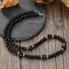 Herren Trendy Mattes Schwarzes Facettiertes Achat Halskette - Hip Hop Punk Stil, Edelstahl Schlüsselbein Kette