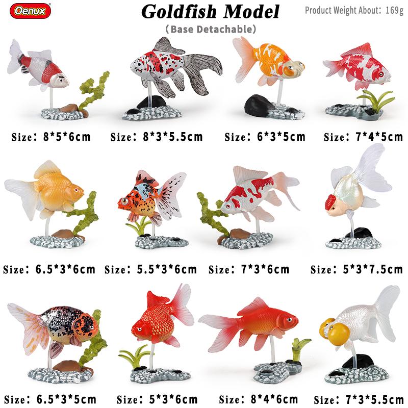 Oenux Ocean Animals Simulation Sea Life Salmon Shark Fish Model Action Figures DIY Miniature Decoration Early Education Kids Toy