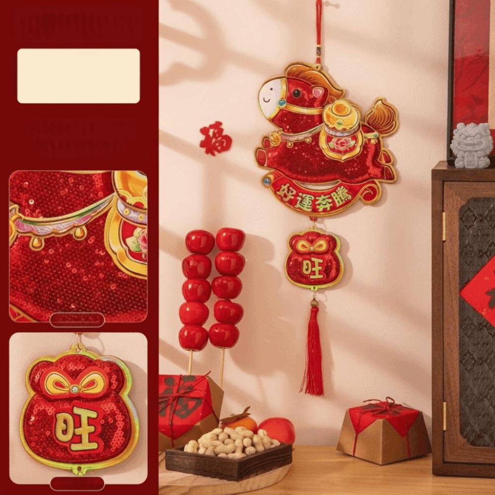 Glitter Horse Wall Hanging Ornaments Sequins Door Decoration Spring Festival