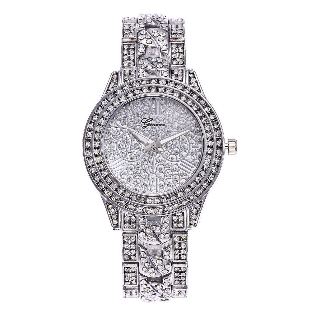 Pinduoduo Rhinestone Diamond Star Women s Watch with Alloy Steel Strap серебряный