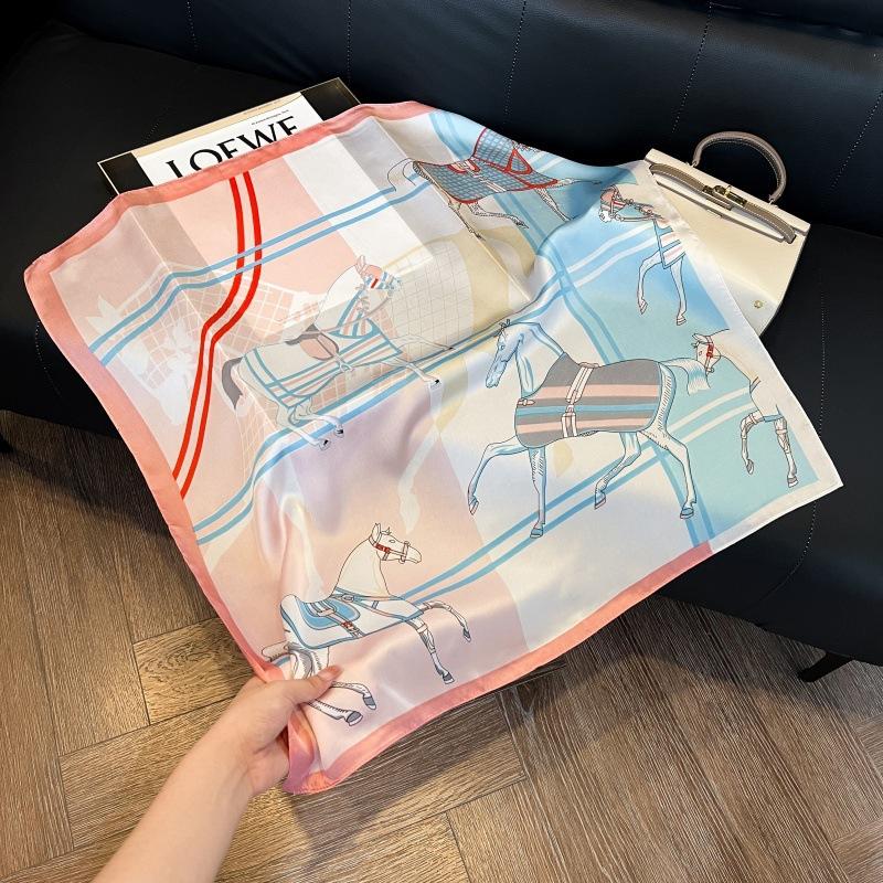 Silk scarf 71 * 71 imitation silk square scarf Korean atmosphere neck silk scarf flower pattern flower polka dot scarf
