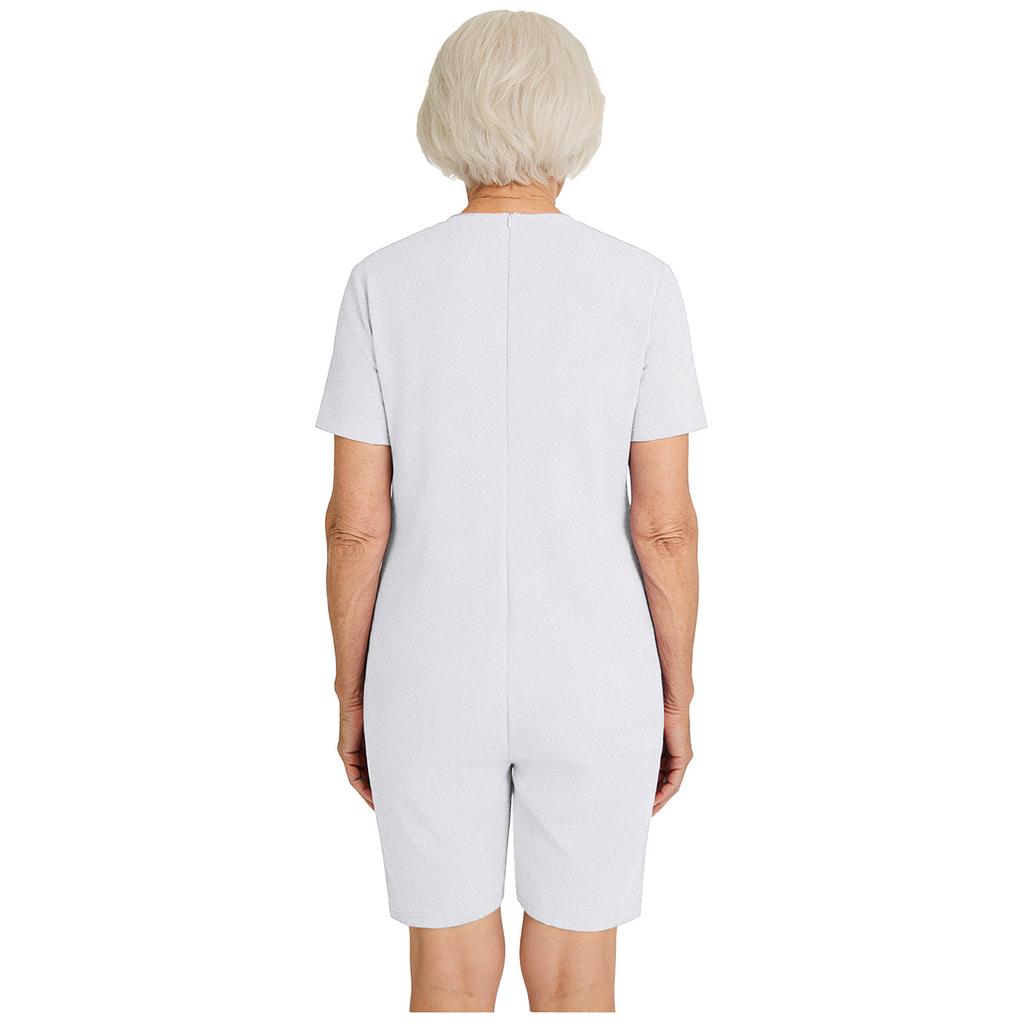 Mono Adaptable Antidesgarro Unisex Cuello Redondo Manga Corta Parte Inferior Corta Cremallera Trasera Mono de una Pieza