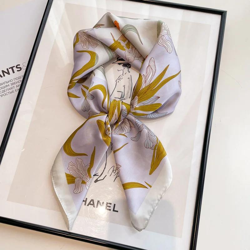 Fashion Square Scarves Women Shawl Floral Silk Silk Imitation Satin Foulard Scarf Female Bandana 70*70cm Shawls for Ladies