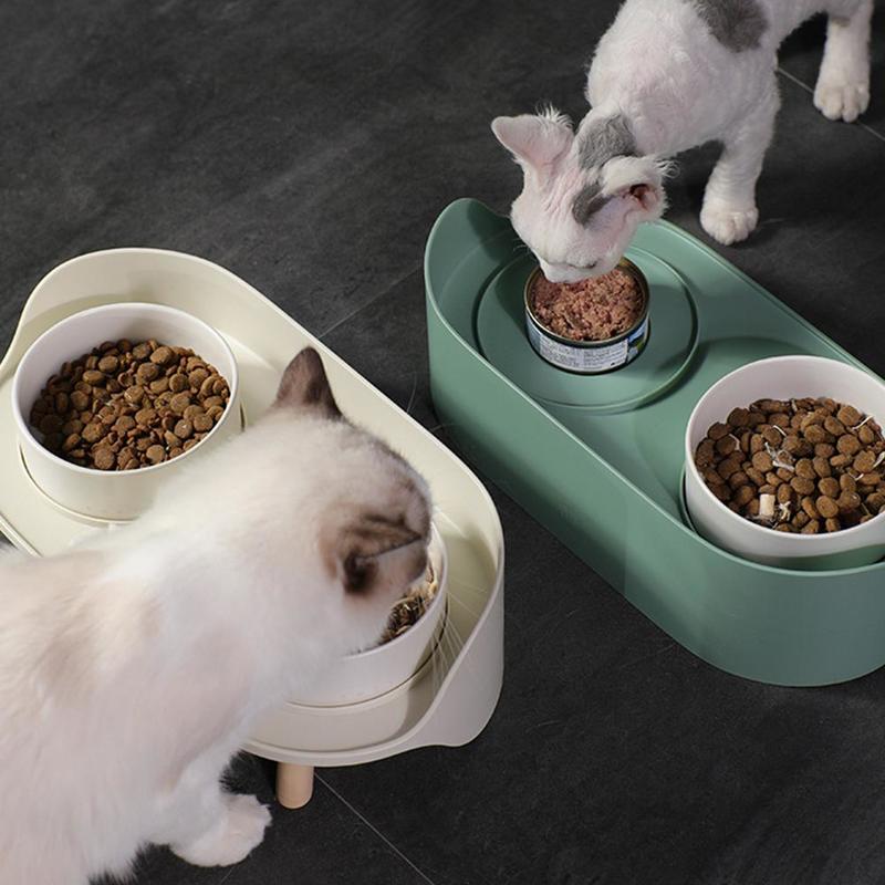 Double Feeding Bowl Collar Protect NONSLIP Ceramic Cat Feeding Bowl for Dog | DOGS EATING